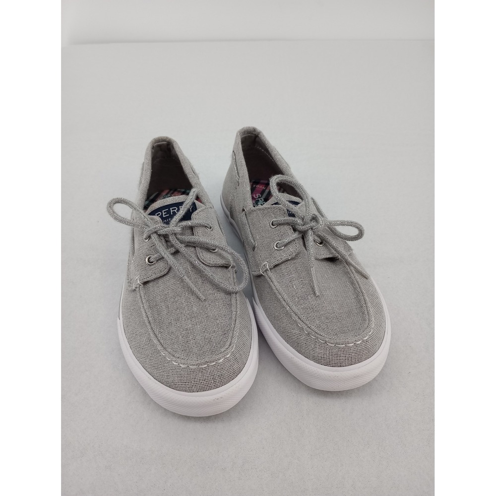 Sperry Boat Shoes Girls 3M Grey Silver Glitter Canvas Memory Foam - Picture 8 of 8